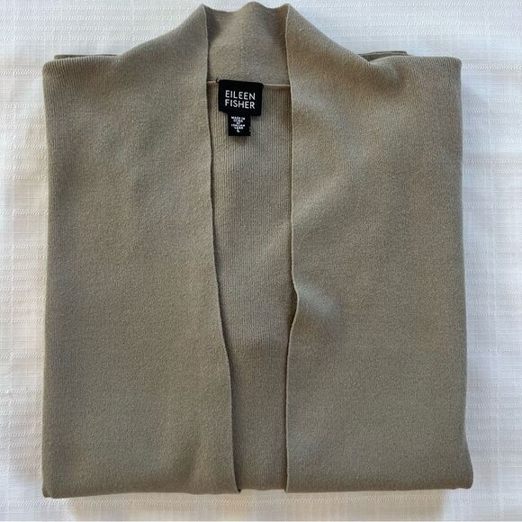 Eileen Fisher Washable Stretch Italian Crepe Lagenlook Open Front Cardigan Large - Picture 9 of 12